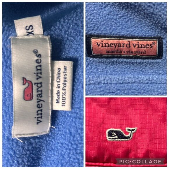 Vineyard Vine Blue Pink Pullover Fleece Sweater Jacket Women Sz X Small 1/4 Zip - Picture 7 of 7
